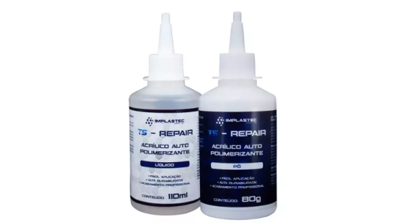 Kit Resina Acrílica Implastec TS-REPAIR Pó 80g e Líquido 110ml