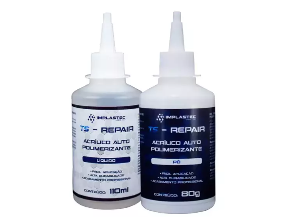 Kit Resina Acrílica Implastec TS-REPAIR Pó 80g e Líquido 110ml